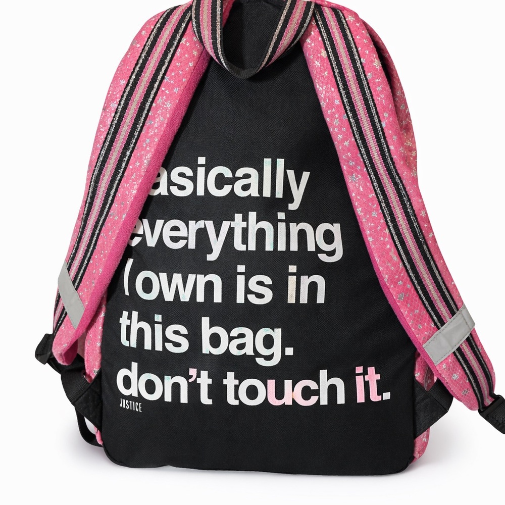 Justice 3 piece backpack set w/lunchbox and glitter pencil bag - Picture 2 of 7